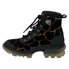 MONCLER(モンクレール) シューズ 36 レディース美品  - ライトブラウン×ダークブラウン×黒 アニマルプリント/HELIS（ヘリス） レザー