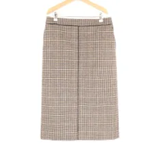 美品 23区 ロングスカート 46 4L相当 ウール他 千鳥格子 スリット レディース AU4120A46
