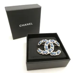 美品 CHANEL シャネル B25P ブローチ ピン ココマーク デニム レディース AM7961W2