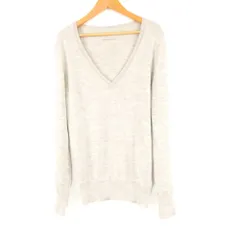 美品 YURI PARK ユリパーク ニットセーター ウール他 Vネック 長袖 バックリボン レディース AO3722A68