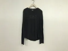 本物エンポリオアルマーニEMPORIOARMANI EA7コットンロゴプリントストレッチ長袖ロンTシャツメンズサーフアメカジミリタリーワークスケーターストリートビジネススーツゴルフ黒ブラックSトルコ製
