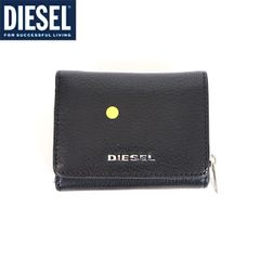 Diesel Men's Leather Logo Tri-fold Wallet, Black (Unisex) am3006