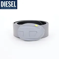 ディーゼル DIESEL【訳あり】メンズ ベルト ロゴバックルレザーベルト グレー系  （サイズ/80）am3009