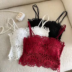 【高機能＆超可愛い】新作総レースカップ付きキャミソール 3色セット (40-65kg対応) セクシー＆上品 即購入可