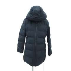 ユニクロ UNIQLO ダウンコート ミドル丈 L 紺 ネイビー フード付き 無地 /MA1 ■ECD001