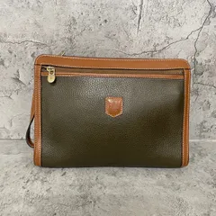 美品　CELINE セリーヌ クラッチバッグ　レザー　ヴィンテージ　ロゴ　カーキ　茶　ブラウン