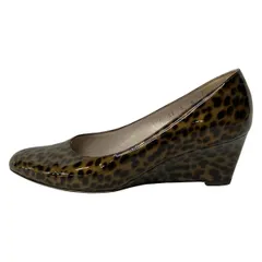 サルバトーレフェラガモ パンプス 6 D レディース - ライトブラウン×ダークブラウン 豹柄/ウェッジソール レザー