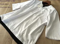 新品 COMME CA ISM MEN コムサイズム 7分袖 フェイクレイヤード キーネックTシャツ 01ホワイト Lサイズ 60TI12 定価3,900円