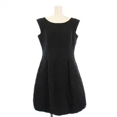 ルネ Rene フレアワンピース ひざ丈 ノースリーブ 総柄 38 黒 ブラック /BB