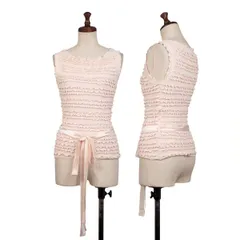 エンポリオアルマーニEMPORIO ARMANI ウエストコードフリルノースリーブニット ピンク38