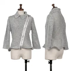 エンポリオアルマーニEMPORIO ARMANI ポリメッシュニットライダースジャケット シルバー42