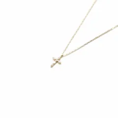 アガット agete クロス ネックレス ペンダント K18YG 0.0.3ct イエローゴールド