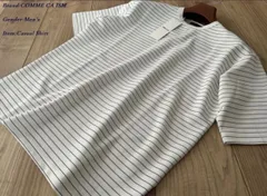 新品 COMME CA ISM MEN コムサイズム メン リップルジャージー 細ボーダー Ｔシャツ 01ホワイト Mサイズ 60TK35 定価3,900円