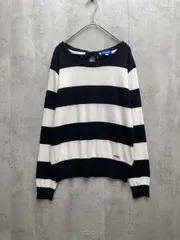 BLUE LABEL CRESTBRIDGE ブルーレーベル クレストブリッジ 薄手 バックリボン ボーダー ニット size38/白ｘ黒 ◇■レディース