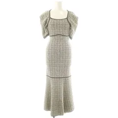 スナイデル SNIDEL ツイードニットマーメイドワンピース マキシ ロング 0 白 ホワイト 黒 ブラック /AT ■OS