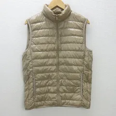 g■ユニクロ/UNIQLO ウルトラライトダウンベスト【L】ベージュ/men's/K24【中古】■
