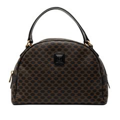 CELINE セリーヌ マカダム柄 PVC×レザー ハンドバッグ ブラック 美品