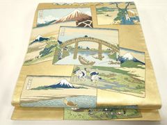 新品 西陣織刺繍入り九寸名古屋帯 馬 ダービー 競走馬【綿芯仕立付 