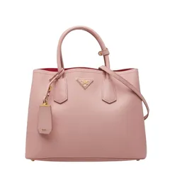 プラダ ドゥーブレ ミディアム ハンドバッグ ショルダーバッグ 2WAY ピンク サフィアーノレザー レディース PRADA【1-0258947】