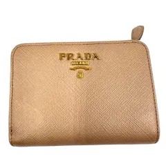 ♪ PRADA　プラダ　折り財布　ピンクベージュ  サフィアーノレザー