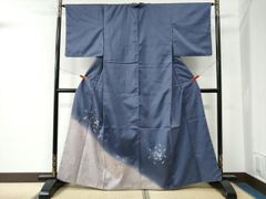 夏二重紗小紋、紺色、赤楓柄入 - メルカリ