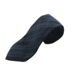 バーバリーブラックレーベル BURBERRY BLACK LABEL ネクタイ レギュラータイ シルク混 チェック柄 紺 /MI ■OS ■AD