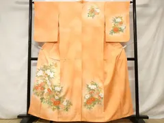 平和屋着物■訪問着　刺繍　草花文　菊　暈し染め　金彩　正絹　逸品　CABD3896ev