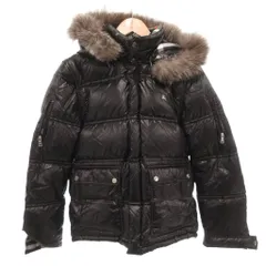 バーバリーブラックレーベル BURBERRY BLACK LABEL ダウンジャケット ブルゾン 裏地チェック フックスファー フード M 黒 ブラック /FF ■GY62のサムネイル