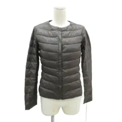 ユニクロ UNIQLO ダウンジャケット 上着 ミドル丈 S ダークブラウン ノーカラー /HO5 ■ECD001