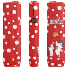 [Votabell] 加熱式たばこ用ケース IQOS ILUMA ONE/イルマ i ワンに適合する（PUレザー製 360°全面保護 耐衝撃 極フィット勘合 可愛い 猫柄 レッド）