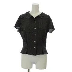 アニエスベー agnes b. シャツ ブラウス 黒 ブラック 白 ホワイト 水玉柄 半袖 オープンカラー /GG ■ECD001