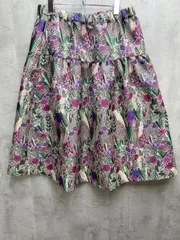 美品 SMILE LAND スマイルランド 大きいサイズ 花柄刺繍 総柄 切替ギャザー フレアスカート size3L/紫ｘ緑ｘベージュ ■◇レディース