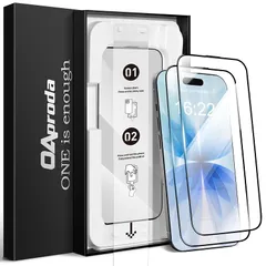 【新品】 【1枚が3枚に匹敵・新型ガイド枠】OAproda iPhone 17/16Pro用 ガラスフィルム 超簡単貼り付け 多重強化ガラス 全面保護 耐衝撃 9H越え 黒縁 受話口防塵 いPhone17 16pro 保護フィルム 浮き・気泡なし 指紋防止 0