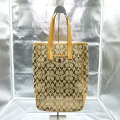 COACH トートバッグ シグネチャー柄 キャンバス レザー ブラウン系 レディース 7069 持ち手 37㎝