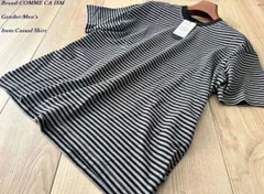 新品 COMME CA ISM MEN コムサイズム コットン100% USAコットン ボーダーTシャツ 05ブラック Lサイズ 92TK04 定価4,400円
