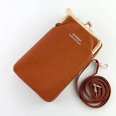 スマホショルダー スマホポーチ スマホ財布 がま口 レディース バッグ 茶色