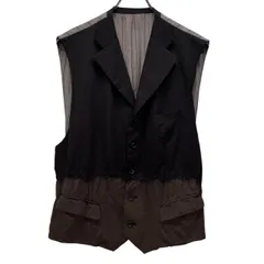 COMME des GARCONS HOMME PLUS 93AW 脱色ウール襟付き5Bベスト Archive 90s 名作 希少 ノースリーブ ジャケット コート