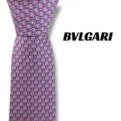 【7783】美品！ブルガリ　ネクタイ　パープル系　ハート柄