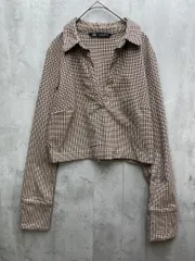 ZARA ザラ Vネック ショート丈 カットソー sizeL/茶 ■◇レディース