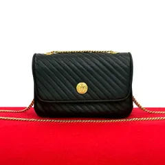 極 美品 CELINE セリーヌ ヴィンテージ トリオンフ ロゴ 金具 レザー 本革 チェーン ミニ ショルダーバッグ ポシェット ブラック 60804