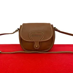 極 美品 Burberrys バーバリーズ ヴィンテージ ロゴ 刻印 レザー 本革 ミニ ショルダーバッグ ポシェット サコッシュ ブラウン 50860