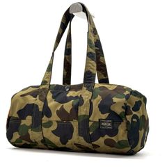 [전설 협업 위장] BAPE × PORTER 미니 보스턴 가방 드럼 가방 위장 PORTER 1ST CAMO BOSTON BAG 그린