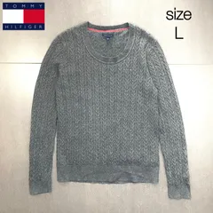 TOMMY HILFIGER トミーヒルフィガーワンポイント刺繍 ケーブル編み ニット セーター　L
