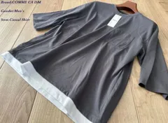 新品 COMME CA ISM MEN コムサイズム ７分袖 フェイクレイヤード クルーネックＴシャツ 08チャコール Lサイズ 60TI13 定価3,900円