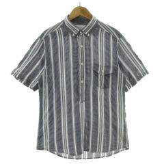 グリーンレーベルリラクシング ユナイテッドアローズ green label relaxing プルオーバー ボタンダウン ストライプシャツ 3216-166-1008 半袖 コットン グレー系 ホワイト 白 S