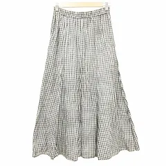 スローブ イエナ SLOBE IENA  ギンガムチェック フレア ロング スカート F 白黒 ■YHS8