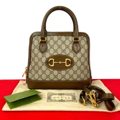 極 美品 袋付き GUCCI グッチ ホースビット 1955 スモール トップハンドル レザー 2way ハンドバッグ ショルダーバッグ ブラウン i19-3