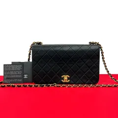 極 美品 シール有 1番台 CHANEL シャネル ヴィンテージ マトラッセ ココ フルフラップ ラムスキン チェーン ショルダーバッグ 黒 26211