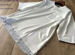 新品 COMME CA ISM MEN コムサイズム ストレッチポンチ×ストライプコンビＴシャツ 01ホワイト LL(XL)サイズ 60TK43 定価3,900円