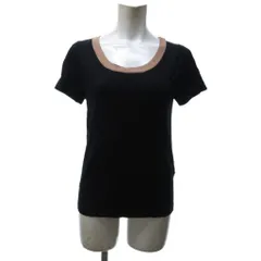 ジャスグリッティー JUSGLITTY 美品 カットソー Tシャツ 半袖 ボートネック バイカラー 黒 ブラック ベージュ 2 約M ■YHS5